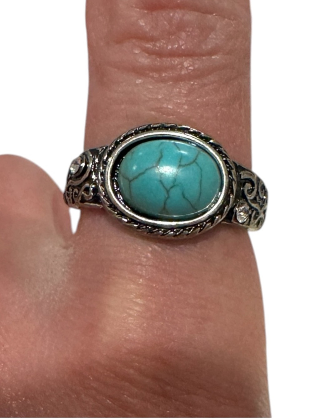 Turquoise Oval Stone Silver Ring